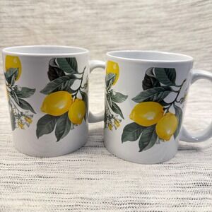 Royal Norfolk Tuscan Lemon Coffee‎ Mugs Set of 2 12oz Summer Citrus Cottagecore